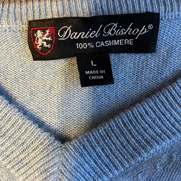 David Bishop V-Neck Blue Cashmere Sweater L - Picture 4 of 6